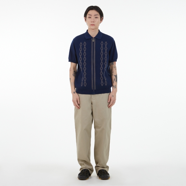 LMC DIAMOND ZIP-UP KNITTED POLO SHIRT