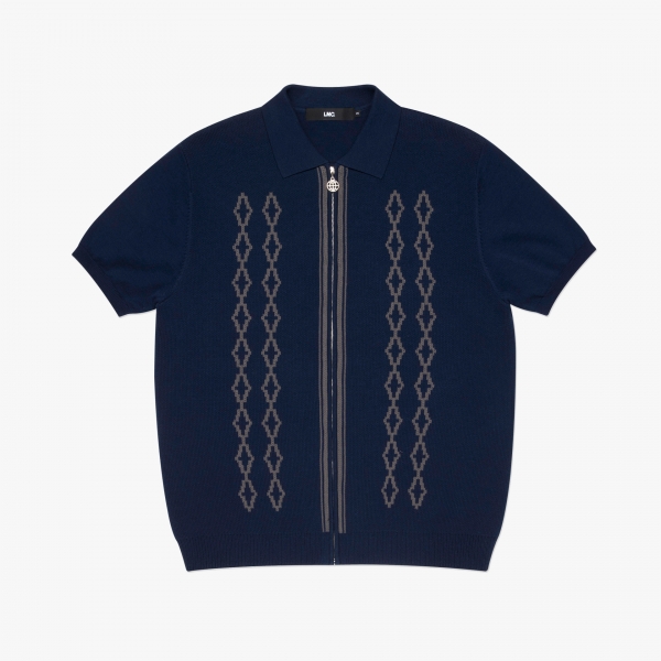 LMC DIAMOND ZIP-UP KNITTED POLO SHIRT